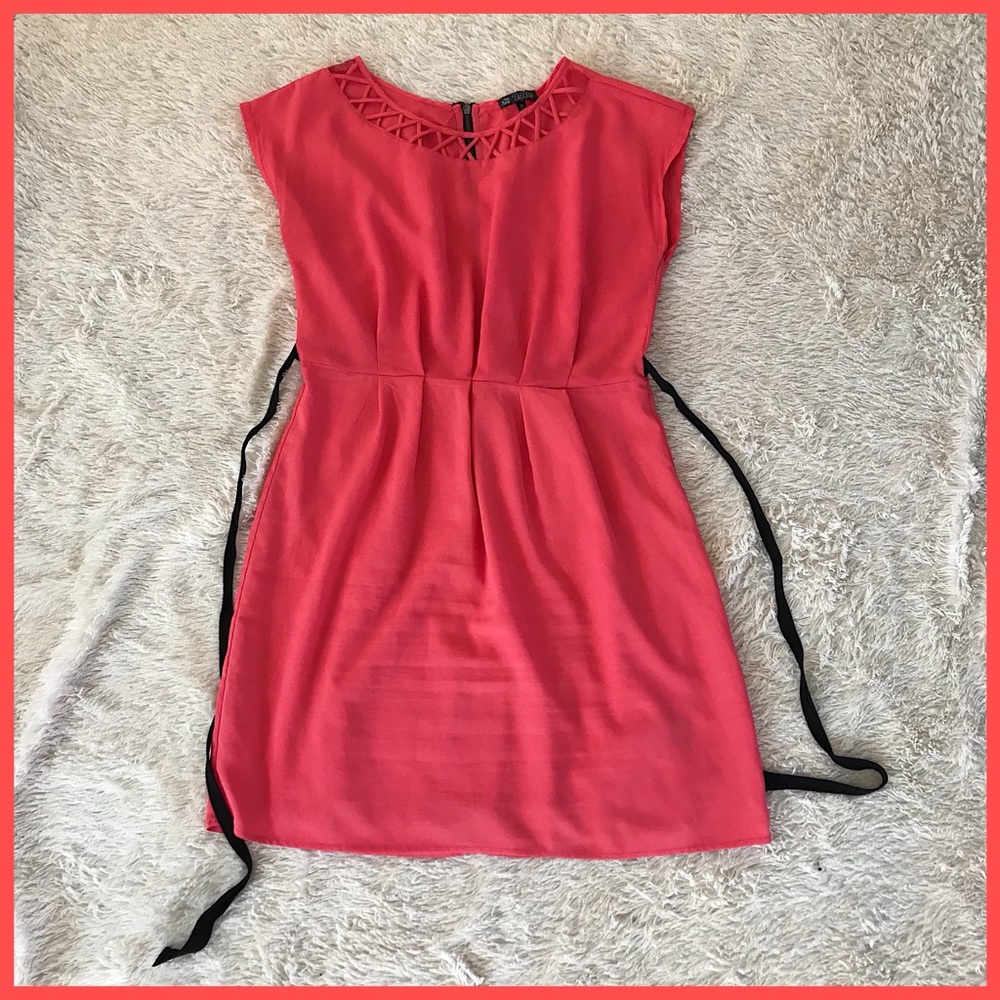 BeBop Coral Dress with Criss-Cross Detail